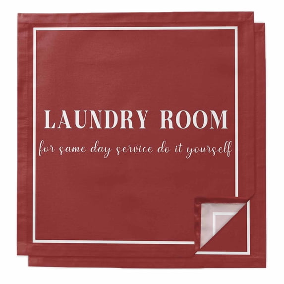 Laundry Room Cloth Napkins, Pure Red Minimalist Solid Color Modern Art Washable and Reusable Dinner Napkins Set of 2, Table Napkin for Kitchen Party Birthday Wedding Hotel Housewarming 20"x20"