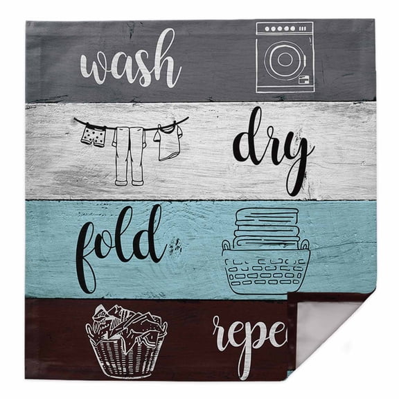 Laundry Room Cloth Napkins Washable Set of 1, Wash Dry Fold Repeat Splicing Colorful Wood Reusable Dinner Table Napkins Cloth Bulk for Weddings Kitchen Restaurants Hotel Events Parties 20 x 20 Inch