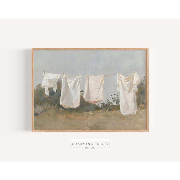 Laundry Room Clothesline Farmhouse Poster, Unframed Size 16x24