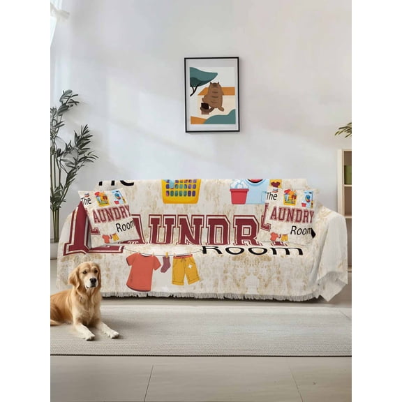 Laundry Room Couch Cover Sofa Covers 3 Cushion Sectional Couch, Rustic Farmhouse Washing Machine Clothes Washable Sofa Covers Slipcover Sectional Sofa Cover, Furniture Protector 71"x150"