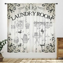 Laundry Room Curtains for Windows,Rustic Farmhouse Dry Wash Fold Repeat Country Wood Window Treatments Bedroom Living Room Bathroom Room Curtain 2 Panel,84X84 Inch