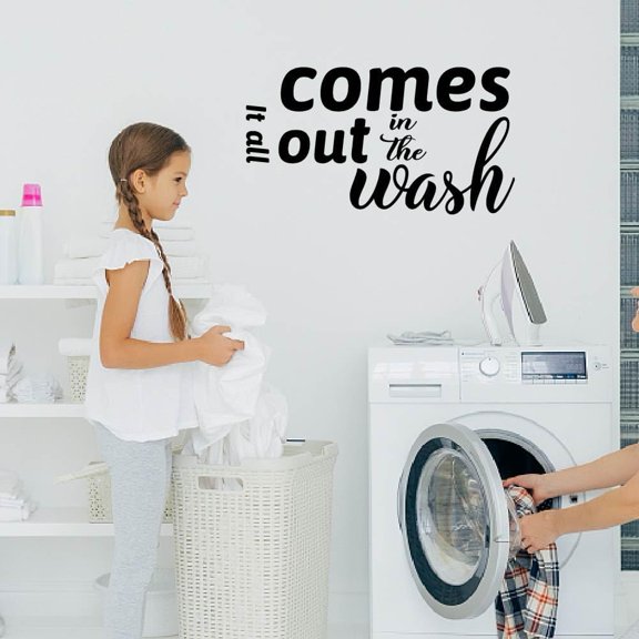 Laundry Room Decals It All Comes Out in The Wash Laundry Wall Stickers Laundry Room Decor Vinyl Transfer Laundry Stickers Quote for Home Apartment Laundry Machine Decoration