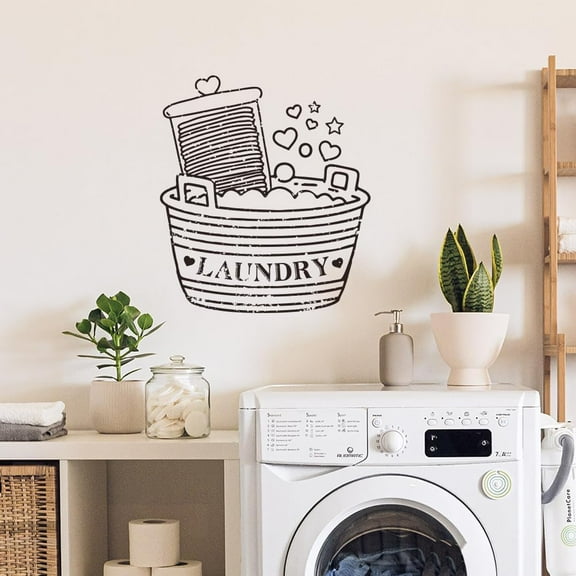 Laundry Room Decals Washboard Bucket Laundry Wall Stickers Laundry Room Wall Decor Vinyl Transfer Laundry Stickers Sign