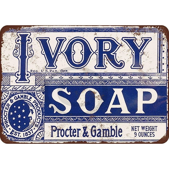 Laundry Room Decor Art Metal Signs Vintage Retro 1921 Ivory Soap Bar Retro Style Tin Sign 8" W X 12" H