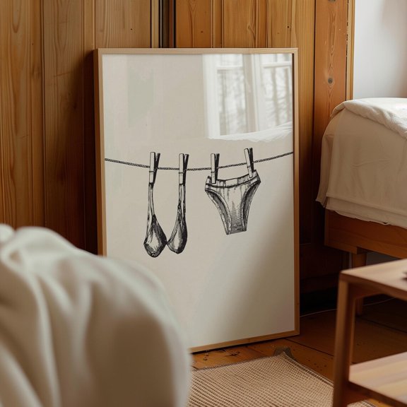 Laundry Room Decor Minimalist Line Art Punny Home Chic Wall Decor Interior Decorative