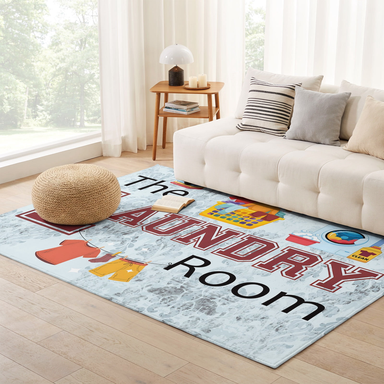 Laundry Room Door Mat 3 x 5 Ft, Nonslip Welcome Area Rug Washable Floor ...