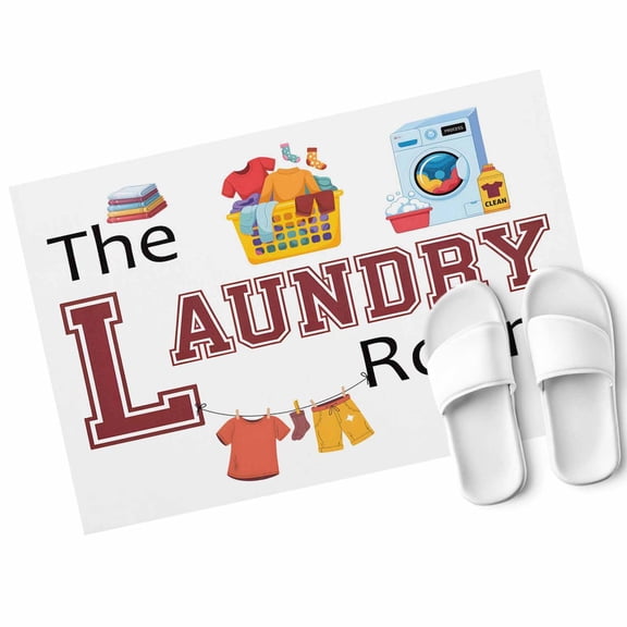 The Laundry Room Door Mat Cartoon Clothes Washing Machine Pants Simple Non Slip Absorbent Entrance Mat Washable Low Profile Indoor Doormat for Front Door Entryway Entry 16"x24"