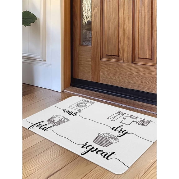 Laundry Room Door Mat Indoor Outdoor Entrance,Non Slip Small Rug for Kitchen Bathroom Entryway Rug,Cartoon Wash Dry Fold Repeat Simple Lines Art Washable Doormat Floor Mat 16x24 Inch