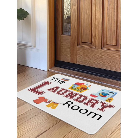 Laundry Room Door Mat Indoor Outdoor Entrance, Non Slip Small Rug for Kitchen Bathroom Entryway Rug, Cartoon Washing Machine Clothes Washable Doormat Floor Mat for Office Home Decor 16x24 Inch