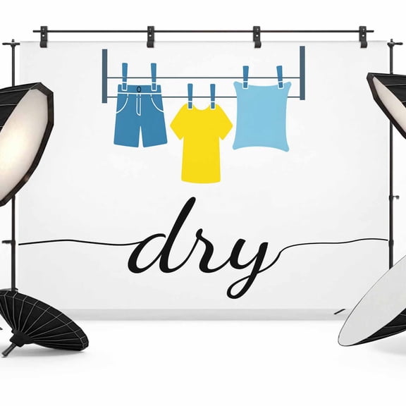 Laundry Room Dry Photography Backdrop 10x8FT, Blue Yellow Cloth Photo Backdrops, Background for Photography Studio Photo Studio Background, Back Drop for Photoshoot