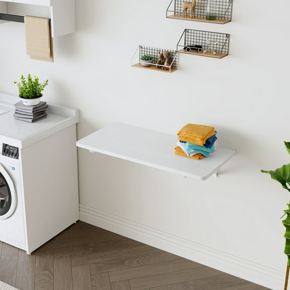 Laundry Room Folding Table Wall Mounted Folding Table for Small Spaces,Fold Down Desk,Workbench,Addition to Garage & Shed/Home Office,31.5*15.8*6.5 inches.