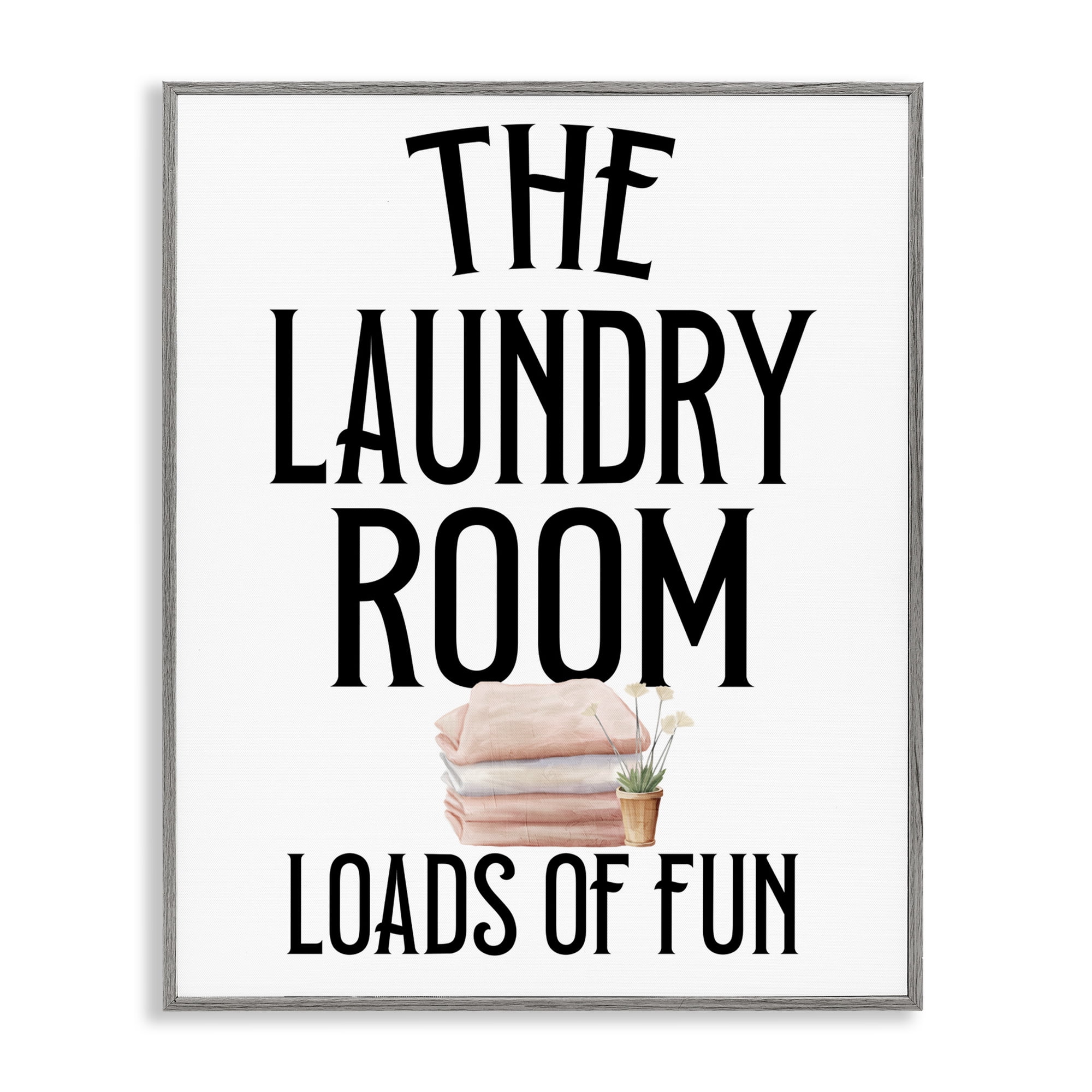 Laundry Room Fun Minimal Gray Framed Giclee Art, design by Kim Allen