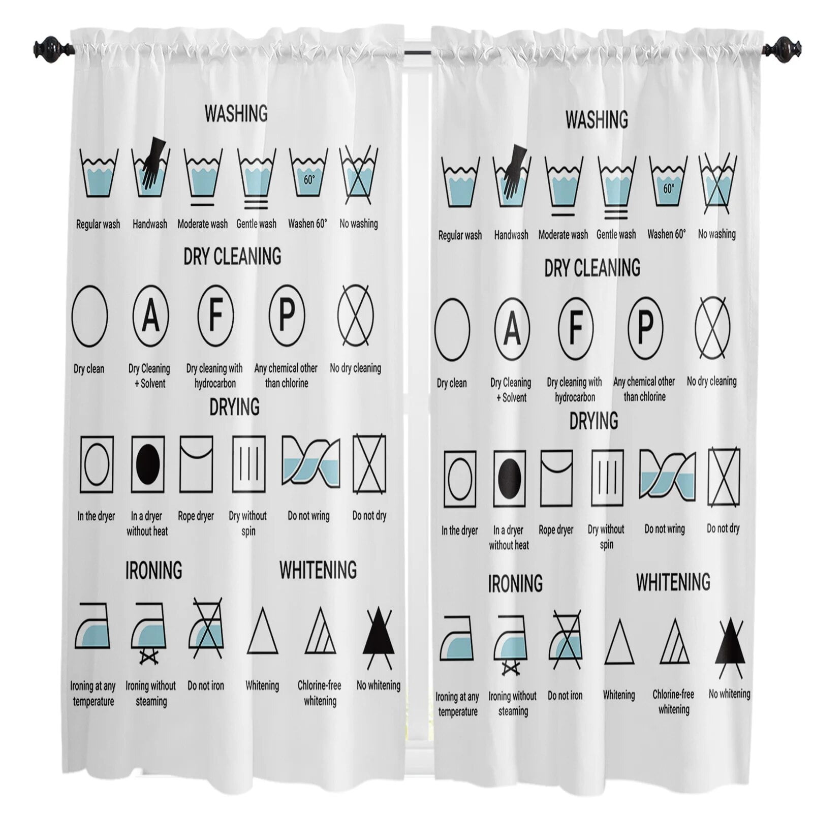 Laundry Room Lead Icon Small Curtain Rod Pocket Short Curtains Half