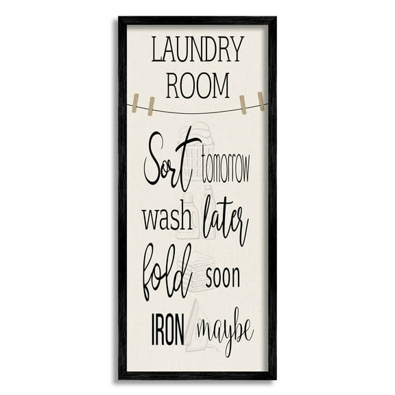 Laundry Room List Clothesline Typography Graphic Art Black Framed Art Print Wall Art