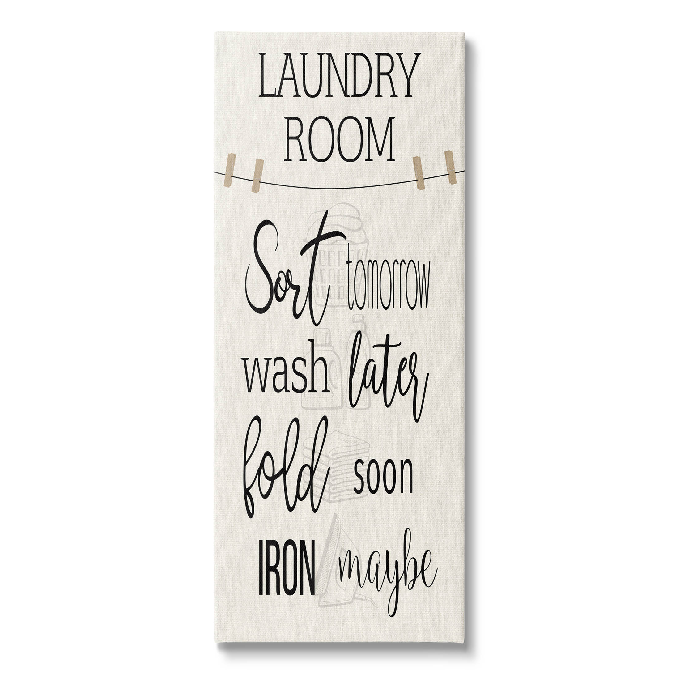 Laundry Room List Clothesline Typography Graphic Art Gallery Wrapped Canvas Print Wall Art