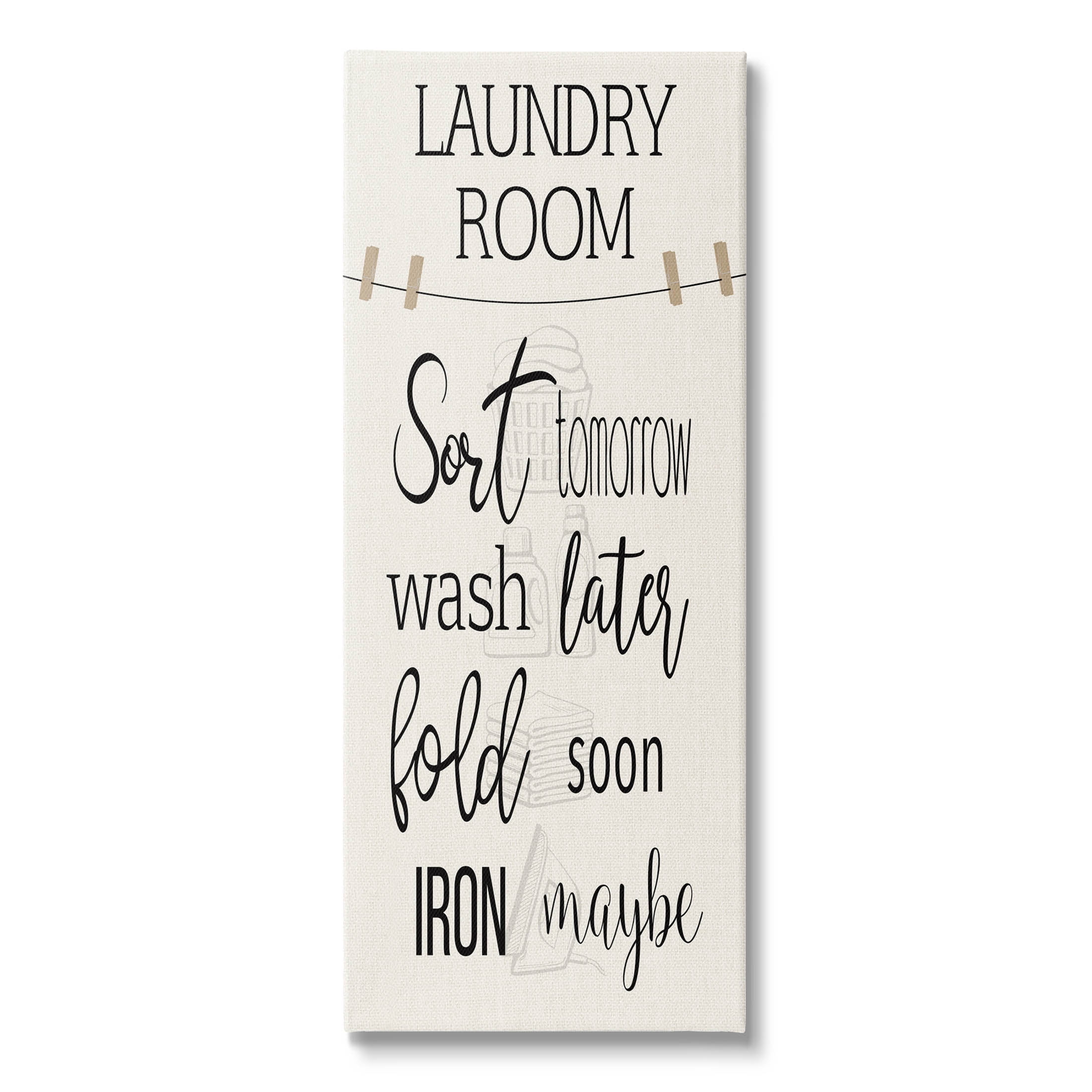 Laundry Room List Clothesline Typography Graphic Art Gallery Wrapped Canvas Print Wall Art