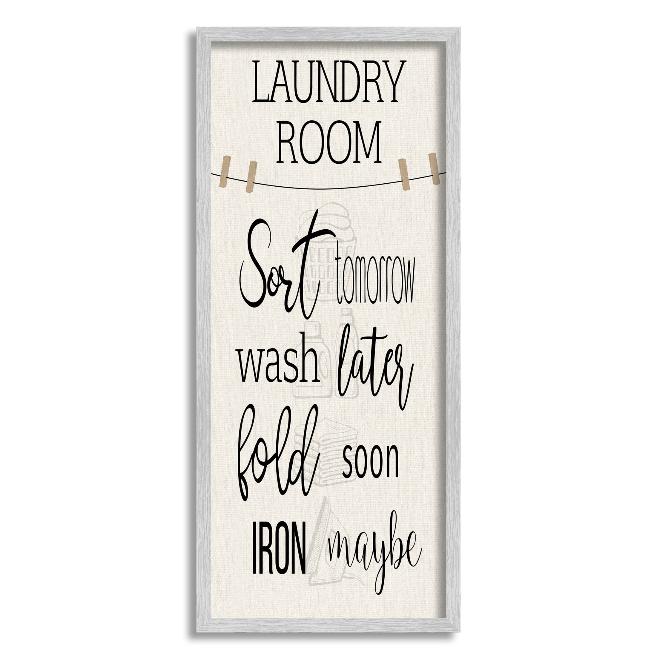 Laundry Room List Clothesline Typography Graphic Art Gray Framed Art Print Wall Art