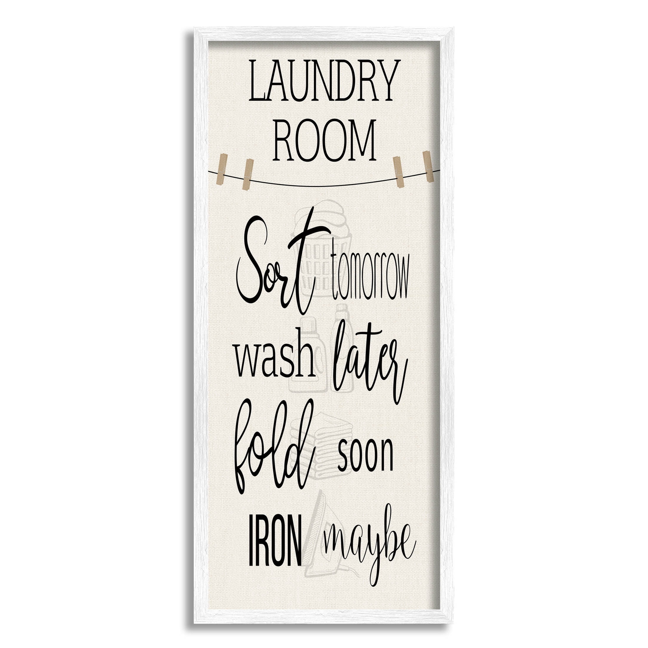 Laundry Room List Clothesline Typography Graphic Art White Framed Art Print Wall Art