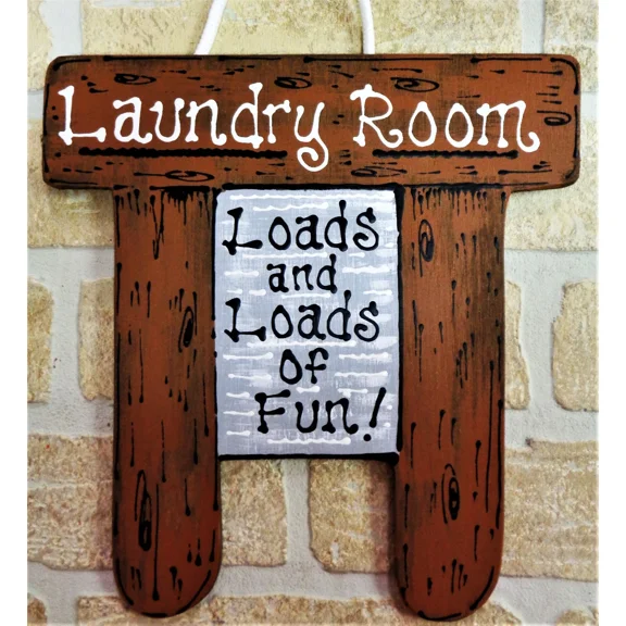 Laundry Room Loads Of Fun Sign Wall Hanger Room Plaque Country Wood Rustic Decor