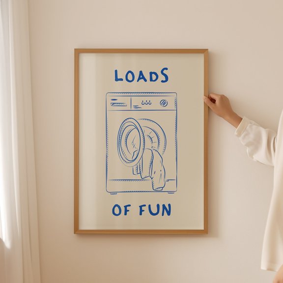 Laundry Room Loads Of Fun Washing Machine Laundry Sign Decorative Design Wall Art