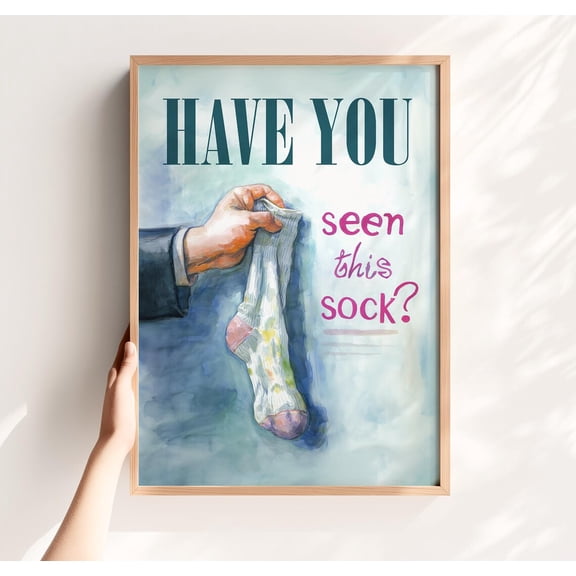 Laundry Room Missing Sock Utility Room Wall Decoration, Unframed Paper Poster 8x10in