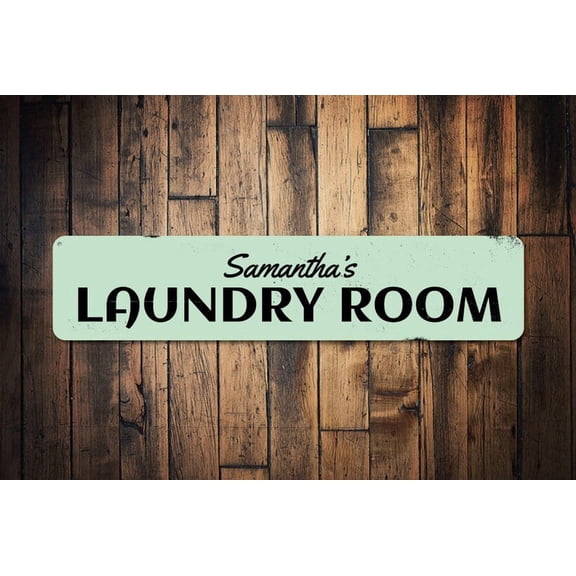 Laundry Room Name Sign Laundry Room Decor Custom Metal Home Decor Mother's Day Gift Sign - Laundry Rooms - Size: 16 x 4 Inches