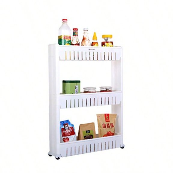 Laundry Room Organizer Mobile Shelving Unit Organizer with 3 Large Storage Baskets Gap Storage Slim Slide Out Pantry Storage Rack for Narrow Spaces