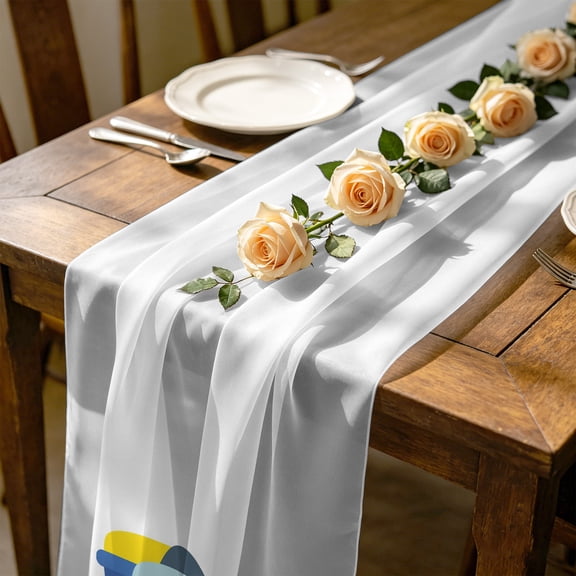 Laundry Room Repeat 10 ft Cheesecloth Table Runner for Wedding 27"x120", Blue Laundry Basket Kitchen Dinner Sheer Tulle Chiffon Dresser Scarf, Holiday Party Decorations