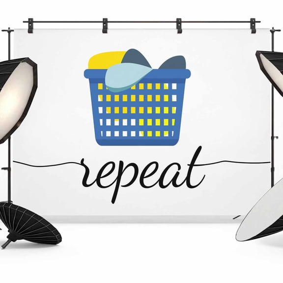 Laundry Room Repeat Photography Backdrop 7x5FT, Blue Laundry Basket Photo Backdrops, Background for Photography Studio Photo Studio Background, Back Drop for Photoshoot