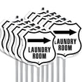 thumbnail image 1 of Laundry Room Right (10 Pack) 12 inch X 12 inch Shield Shaped Commercial Grade Plastic Signs with Aluminum Mounting Stakes Weather Resistant Made in the USA, 1 of 8