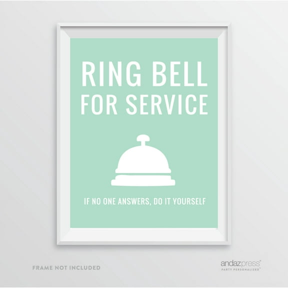 Laundry Room, Ring Bell for Service, Mint Green Laundry Room Wall Art Decor Graphic Signs