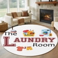thumbnail image 1 of Laundry Room Round Area Rug 7 FT, Non Slip Living Room Area Carpet, Cartoon Washing Machine Clothes Washable Soft Circular Rug Non-Shedding Floor Carpet for Bedside Office Play Room Classroom, 1 of 9