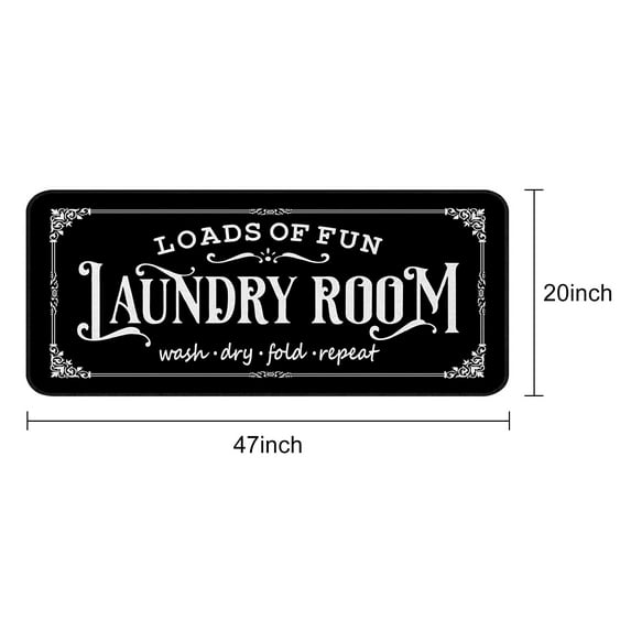 Laundry Room Rug 20"x47" Laundry Rugs and Mats for Laundry Room Decor Washable Runner Rugs for Kitchen Floor Bathroom Area Rugs, Black
