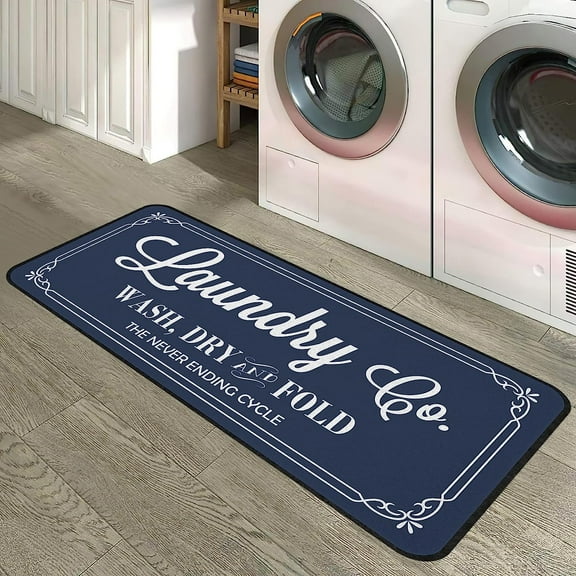 Laundry Room Rug 20"x47" Laundry Rugs and Mats for Laundry Room Decor Washable Runner Rugs for Kitchen Floor Bathroom Area Rugs, Blue