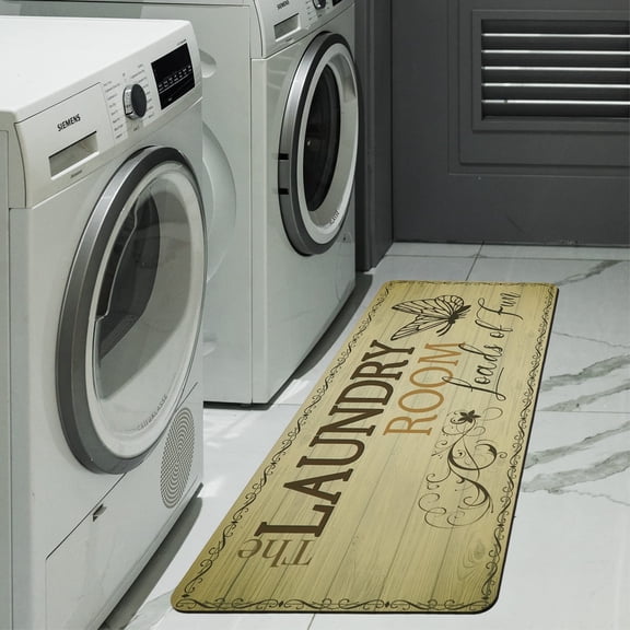 Laundry Room Rug 48"x20"-Vintage Style Butterfly Farmhouse Laundry Rug Mat Runner for Floor-Retro Long XL Large Non Slip Area Rug for Laundry Room Brown Beige-Laundry Room Decor and Accessories Stuff