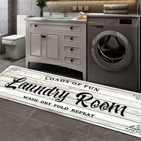 Laundry Room Rug Non slip Floor mats Farmhouse Large Laundry Rugs for Laundry Room Mat Washer and Dryer Carpet Laundry Room Decor 20x47inch(White)
