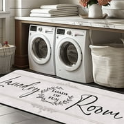 Laundry Room Rug Runner, 20"x47" Machine Washable Modern Solid Design Non-Slip Mat for Hallway, Kitchen, Bedroom, Living Room, Garage, Patio