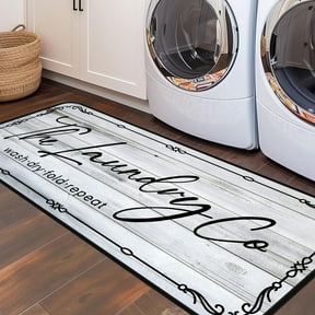 Laundry Room Rug Runner, 20"x47" Non Slip Laundry Rug Kitchen mat Machine Washable Text Design Rug Waterproof Mudroom Floor Carpet Runner Stylish Versatile Farmhouse Rugs Decor