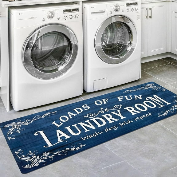 Laundry Room Rug Runner 20"x48" Non Slip Waterproof Laundry Mats for Laundry Room Decor Washable Floor Farmhouse Laundry Rug for Mudroom, Washroom, Bathroom, 2x4, Light Grey