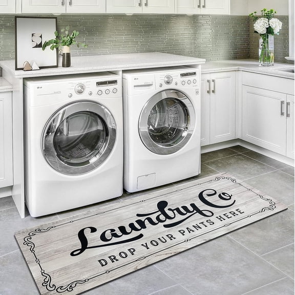 Laundry Room Rug Runner 20"x48" Non Slip Waterproof Laundry Mats for Laundry Room Decor Washable Floor Laundry Co. for Drop Your Pants Here