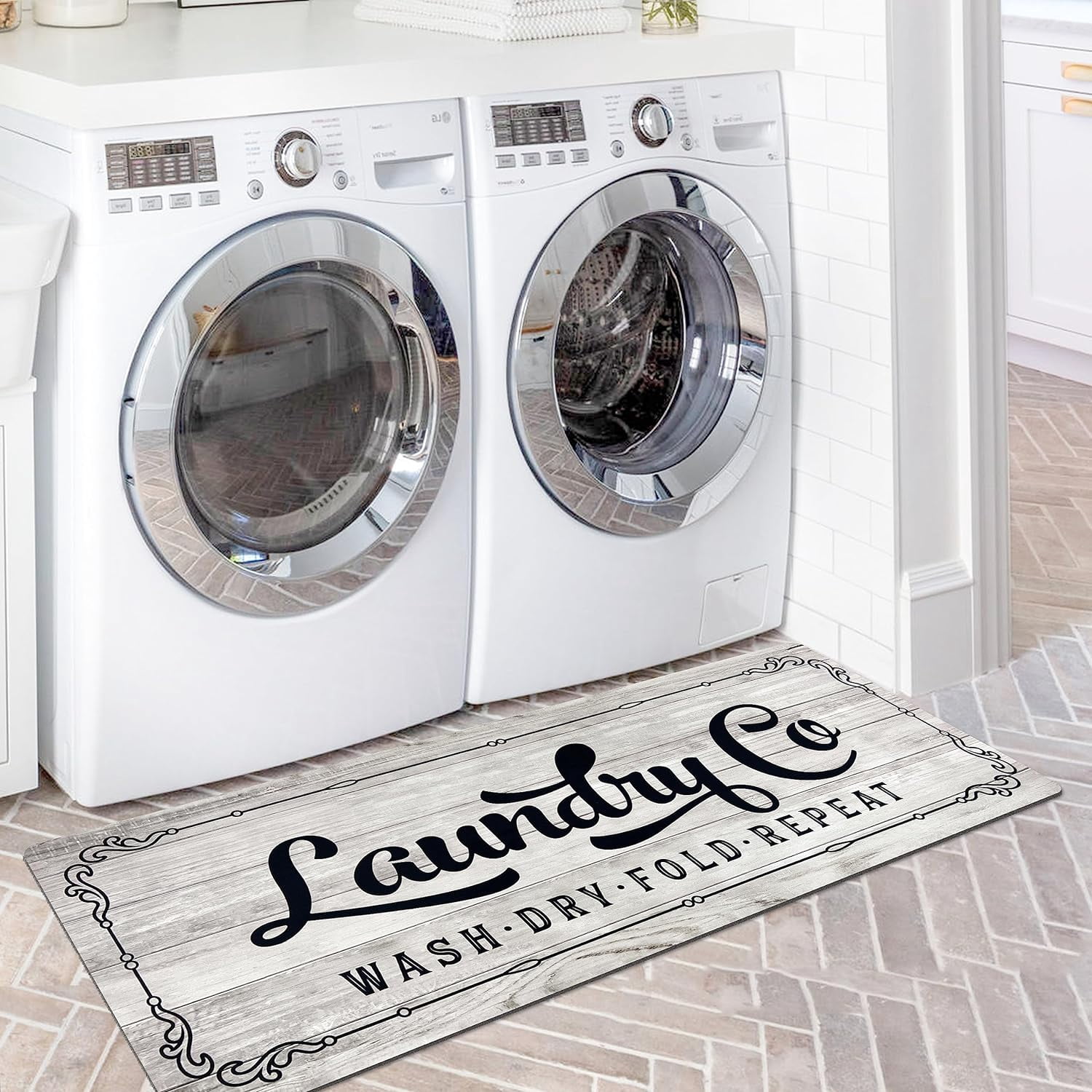 Laundry Room Rug Runner 20"x48" Non Slip Waterproof Laundry Mats for ...