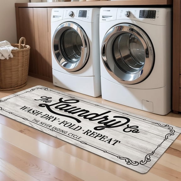Laundry Room Rug Runner 20"x60" Waterproof Rubber Laundry Mat Non Slip Kitchen Mats for Floor Washable Floor Mat Runner Rug for Farmhouse Mudroom Washroom Bathroom Decor