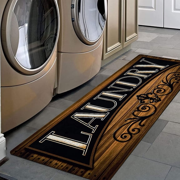 Laundry Room Rug Runner 20"x60" Waterproof Rubber Laundry Mat Non Slip Kitchen Mats for Floor Washable Floor Mat Runner Rug for Farmhouse Mudroom Washroom Bathroom Decor