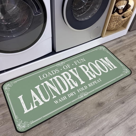 Laundry Room Rug Runner Non Slip Laundry Mats Mudroom Runner Farmhouse Kitchen Floor Mat Bathroom Laundry Room Decor Accessories(Sage Green, 16 X 48 inch)