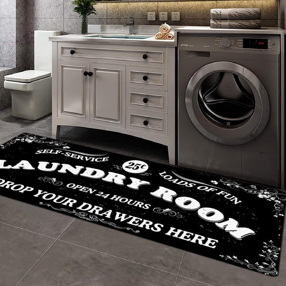 Laundry Room Rug Runner Stylish eyecy Non-Slip Laundry Room Rug 20"x47", Versatile, Waterproof Runner for Laundry Room, Kitchen, and Bathroom, Mudroom Decor and Farmhouse Charm