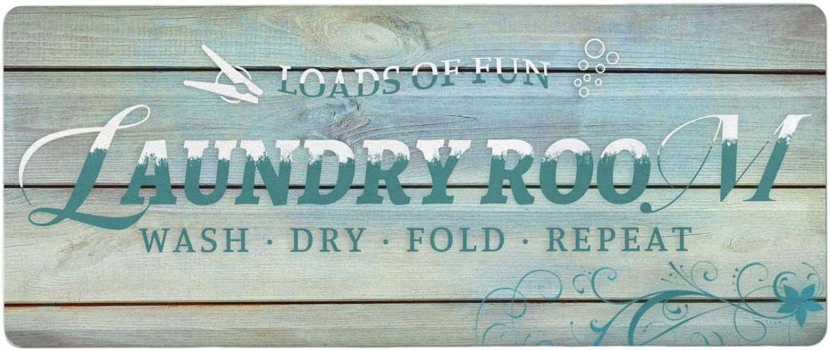 Laundry Room Rug Runner, Teal Laundry Mat, No Slip Laundry Room Mats Rubber Area Rug for Laundry Room Kitchen Bathroom, Farmhouse Laundry Room Decor and Accessories, Laundry Room Mats for Floor 20x48