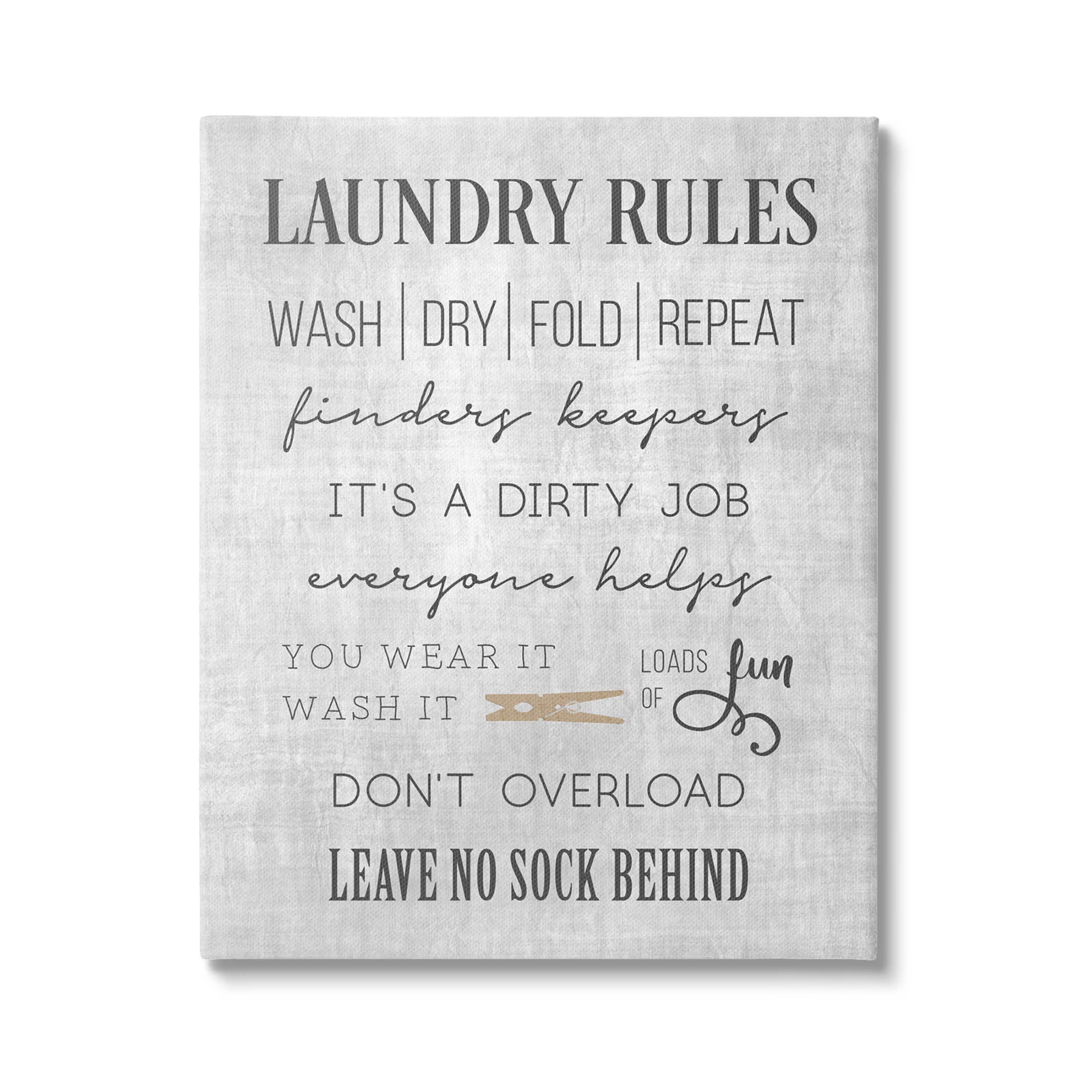 Laundry Room Rules Family List Typography Graphic Art Gallery Wrapped Canvas Print Wall Art