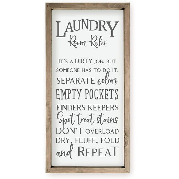 Laundry Room Rules Rustic Framed Wood Farmhouse Wall Sign 9x18
