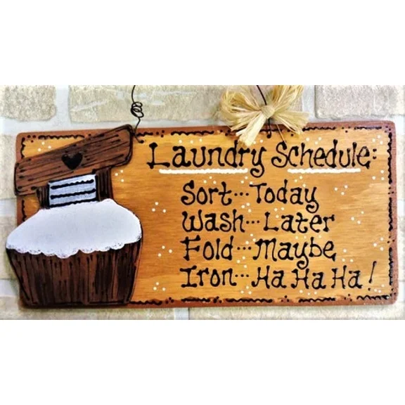 Laundry Room Schedule Sign Scrub Tub Country Decor Wall Hanger Home Plaque
