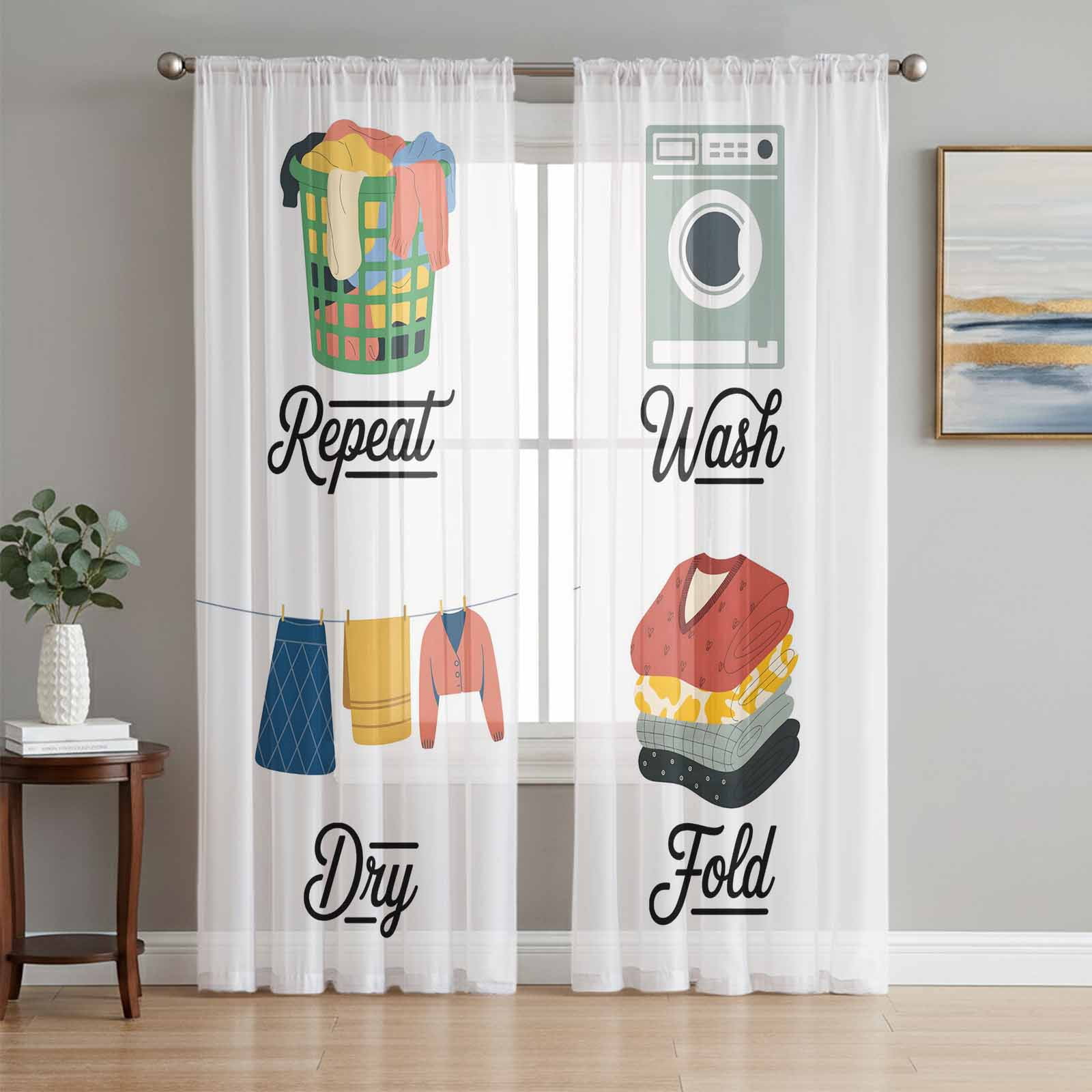 Laundry Room Curtains Laundry Room Sheer Curtains 72 Inch Length 2 Panels Set Window